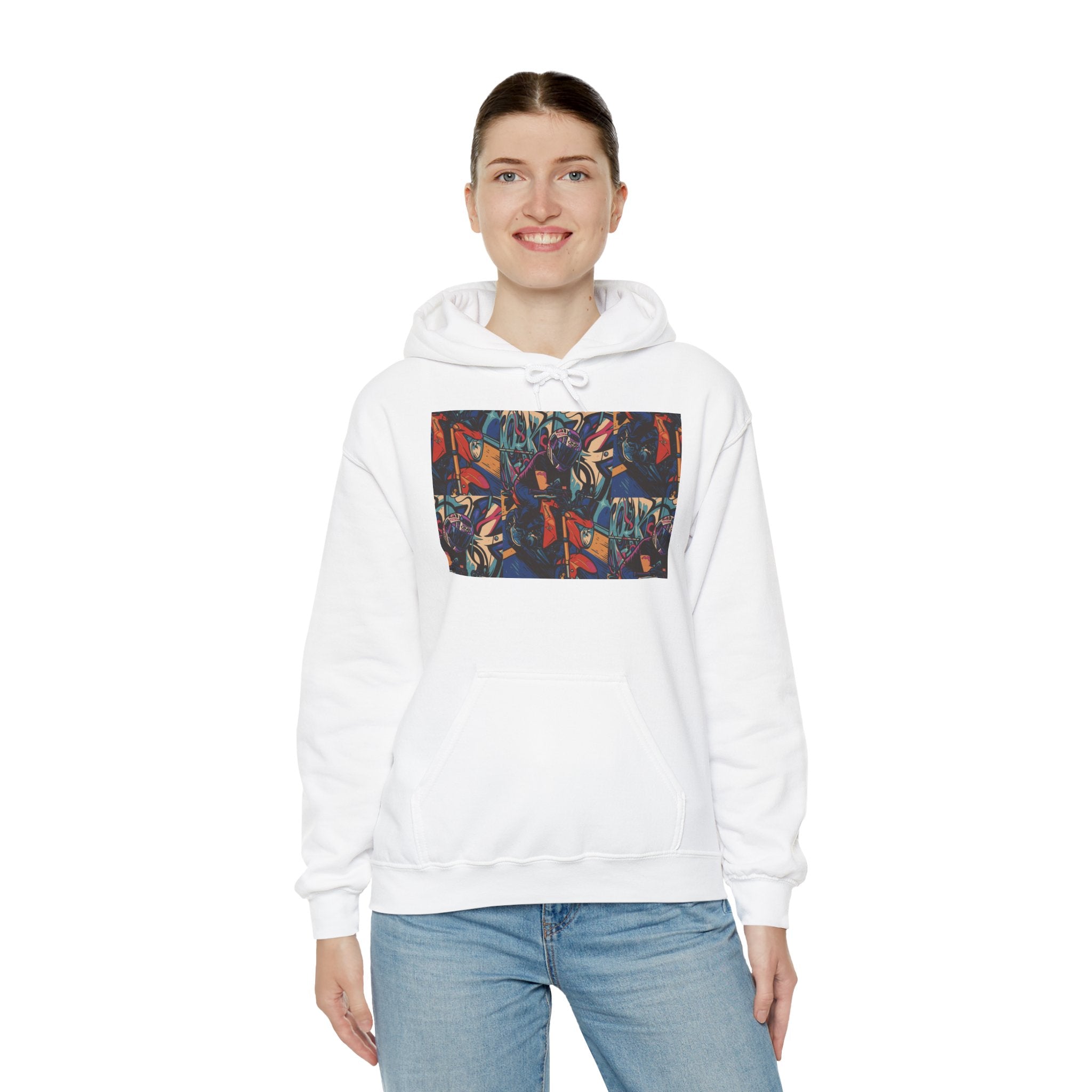 Abstract Mosaic Art Hoodie — Vibrant Geometric Graphic Sweatshirt