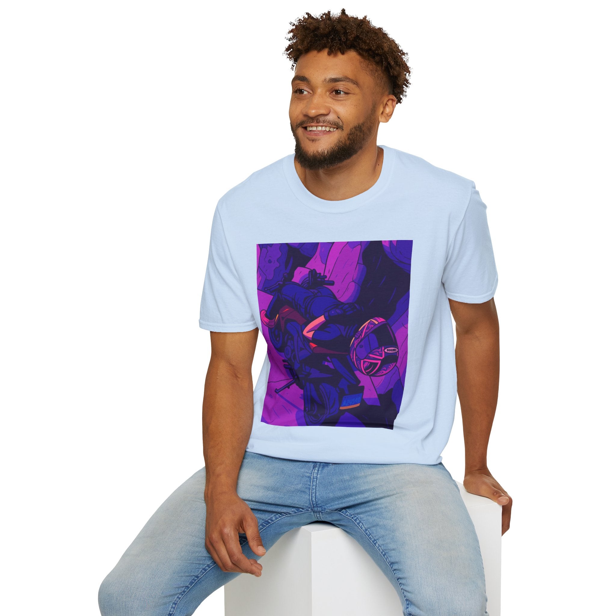 Anime Night Rider T-Shirt — Neon Purple Cyberpunk Art Tee